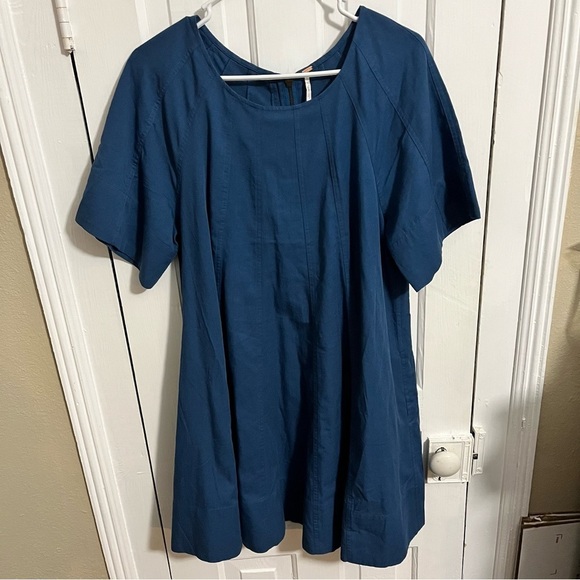 Free People Becca Short Sleeve Mini Dress Blue Medium S2 - Picture 4 of 9